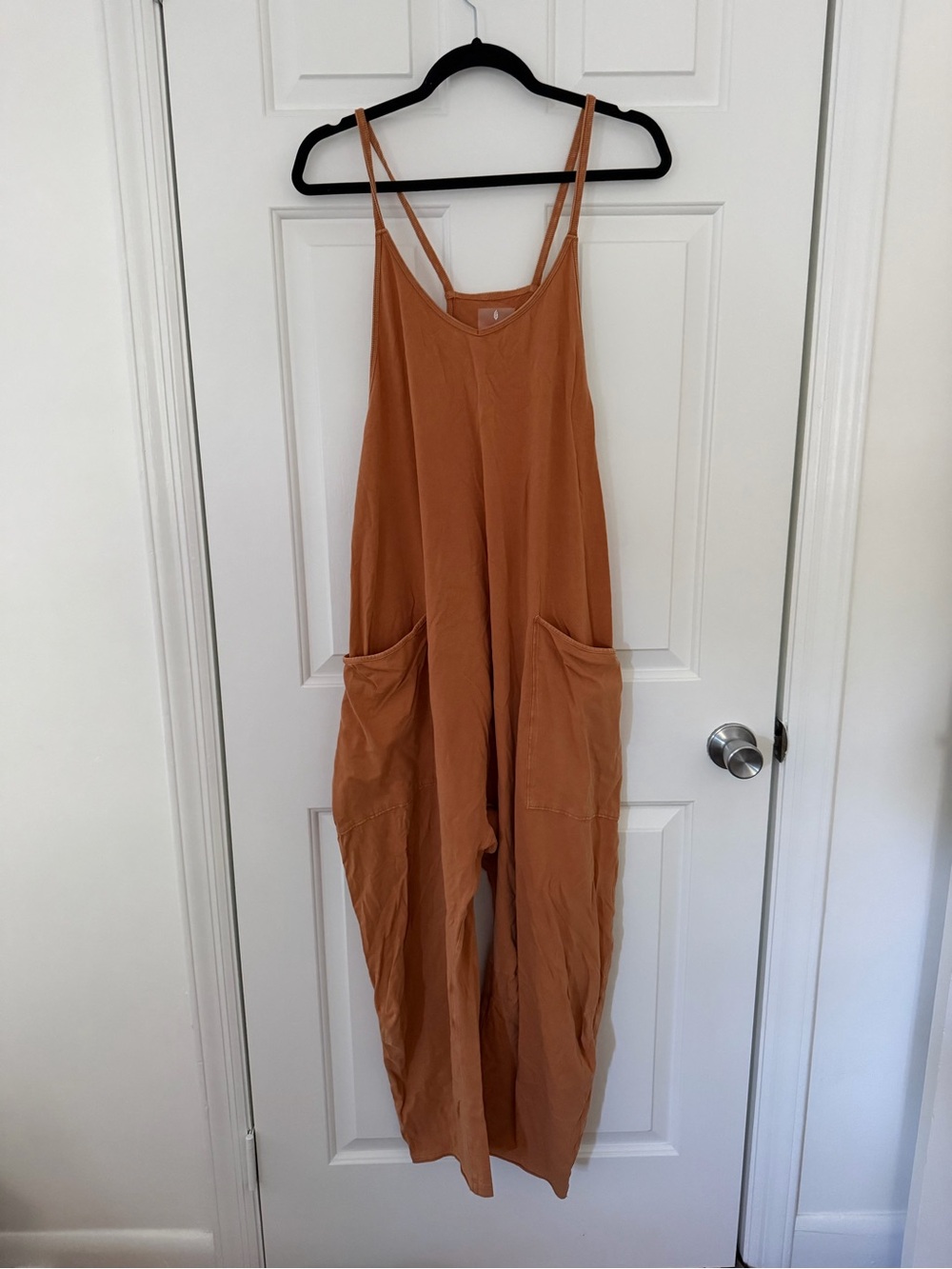 Free People Rust Orange Wide-Leg Spaghetti-Strap Jumpsuit